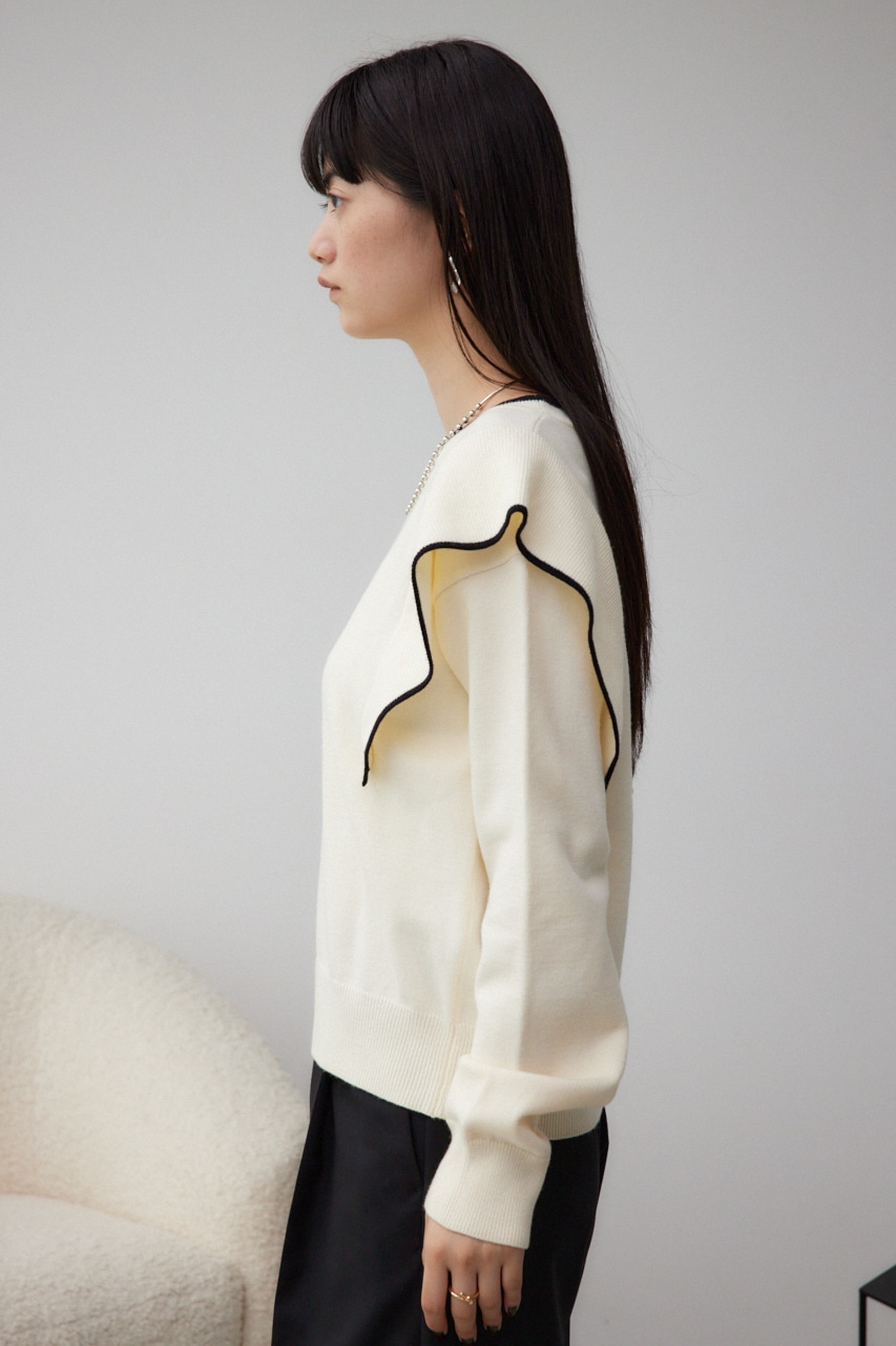 ショルダーデザインフリルニット IVOY FREE