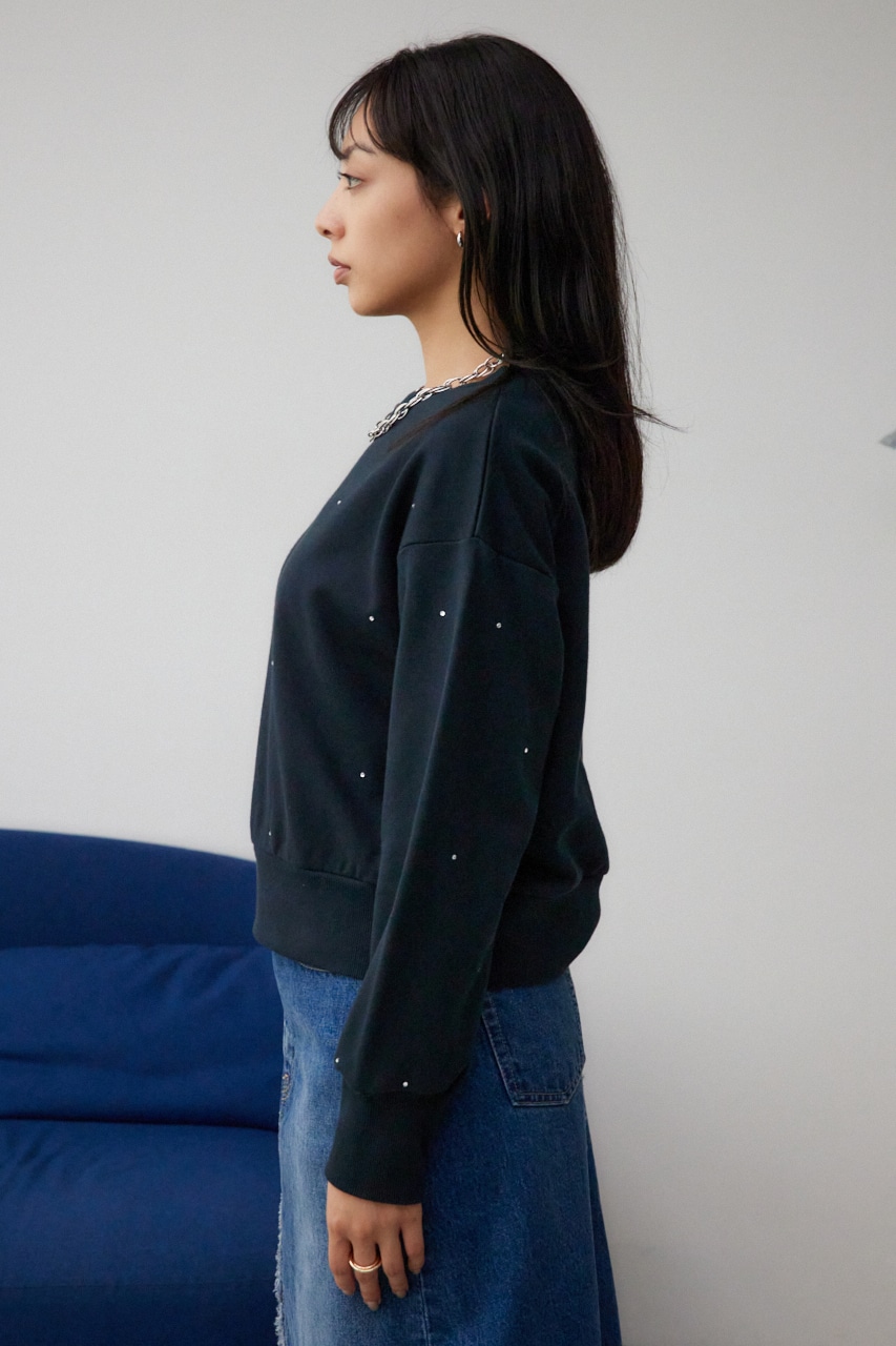 ラインストーンウラケトップス BLK FREE