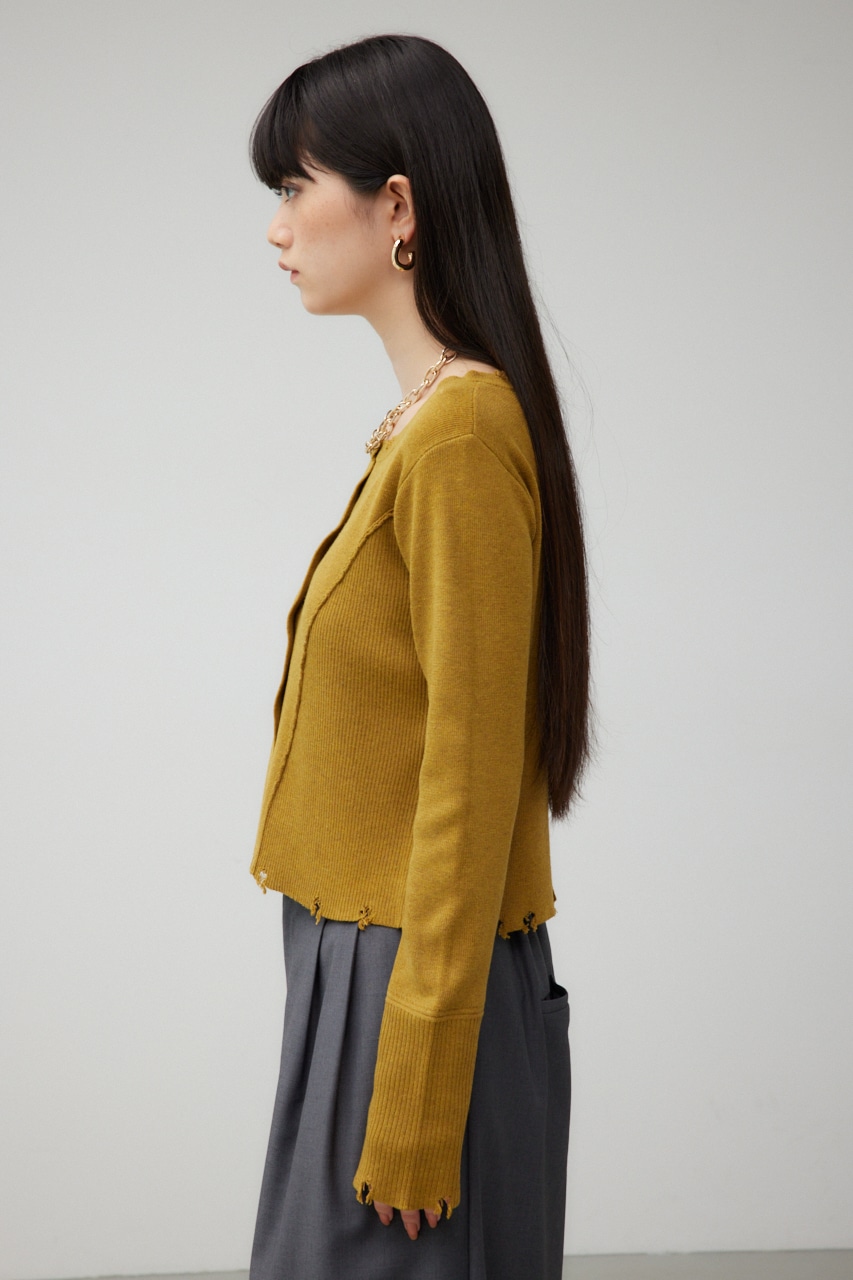 ダメージスイッチングカーディガン D/YEL FREE