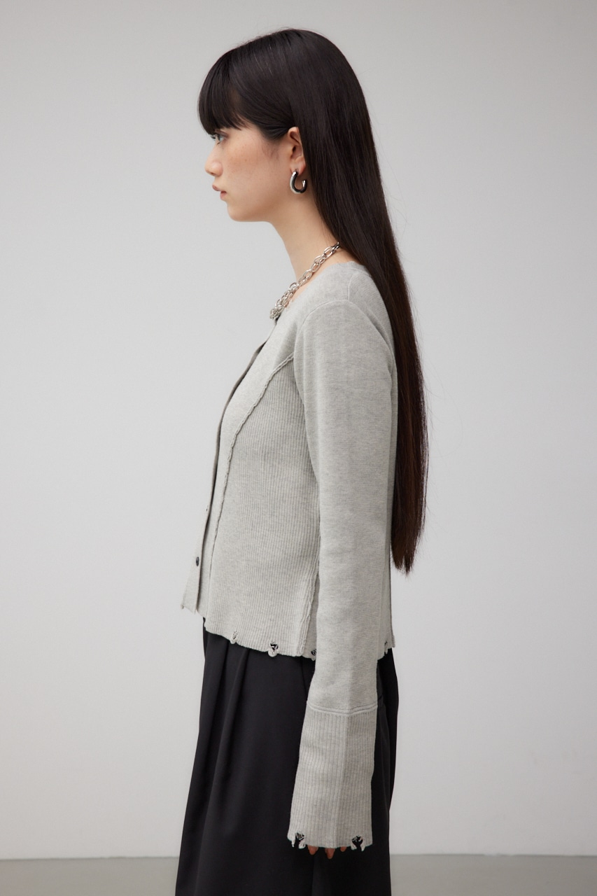 ダメージスイッチングカーディガン T.GRY FREE