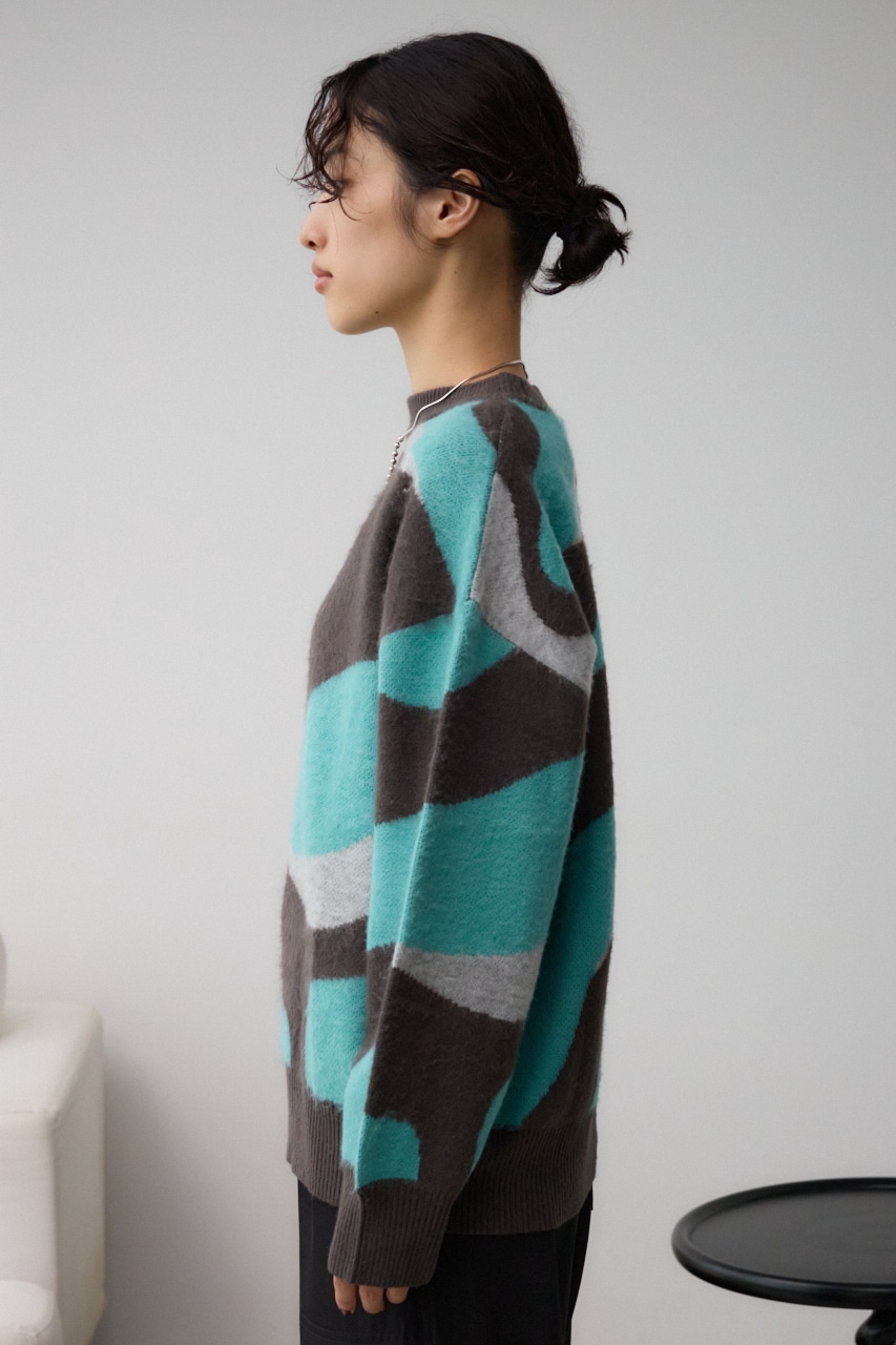 マーブルジャガードニットトップス 柄MINT FREE