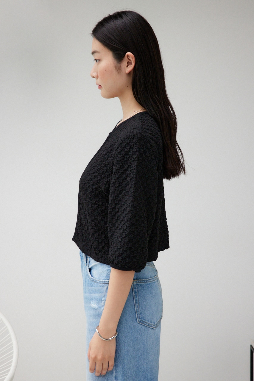 ポップコーンカットカーディガン BLK FREE