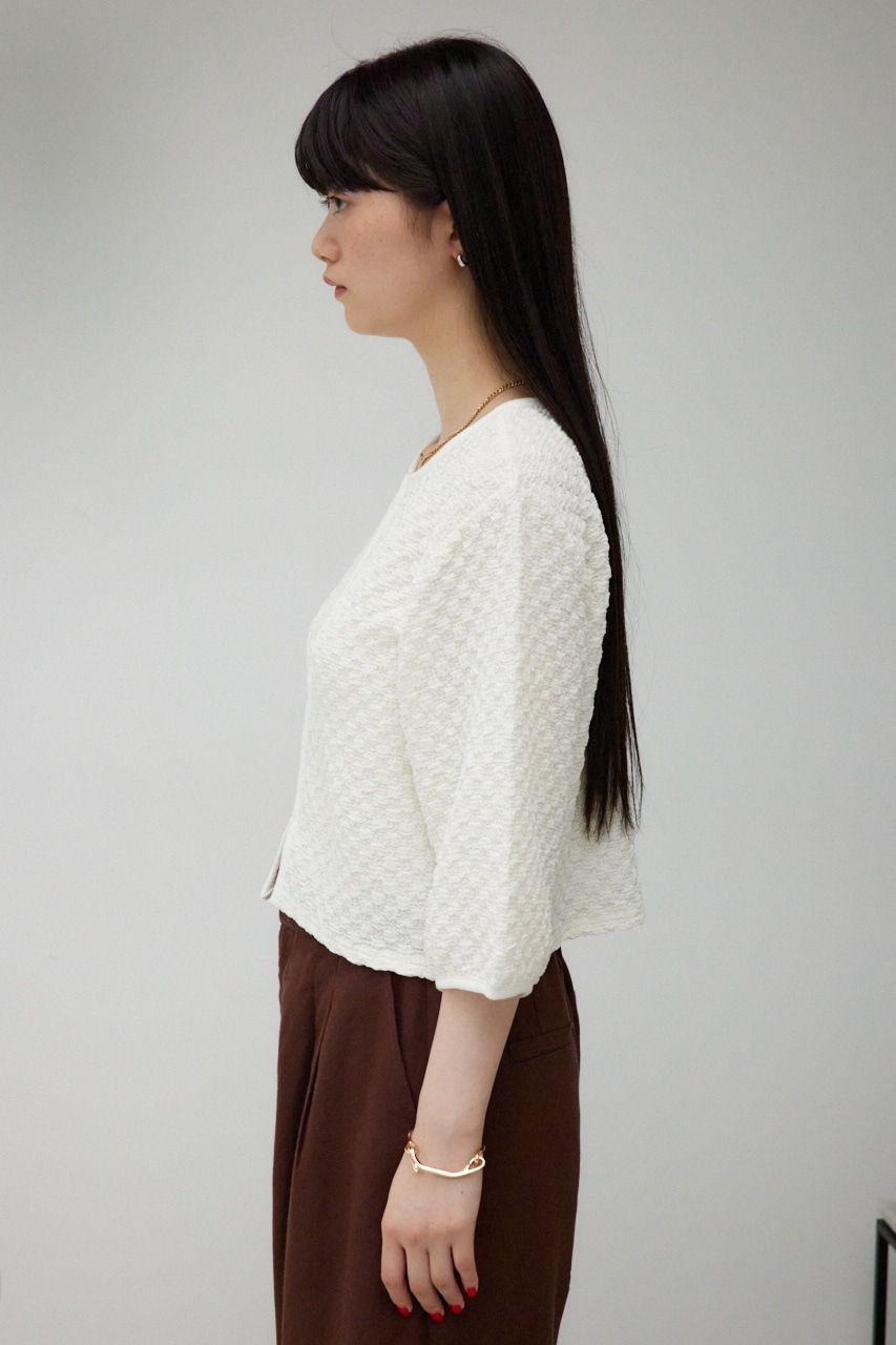 ポップコーンカットカーディガン O/WHT FREE