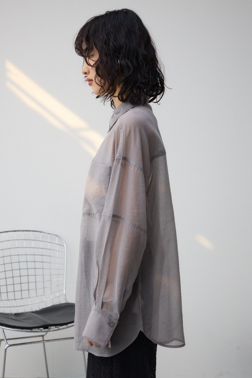 バックスリットシアーオーバーシャツ GRY FREE