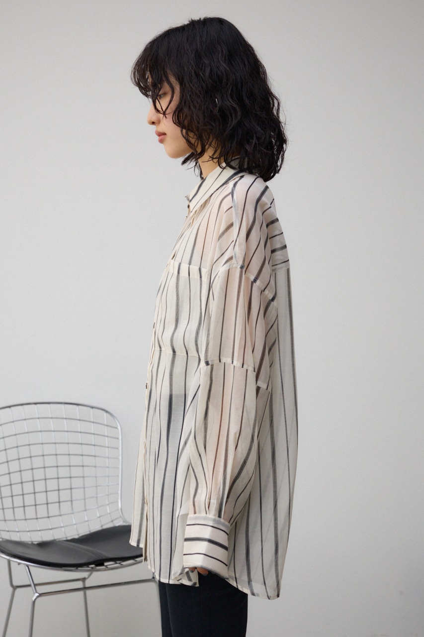 バックスリットシアーオーバーシャツ 柄WHT FREE