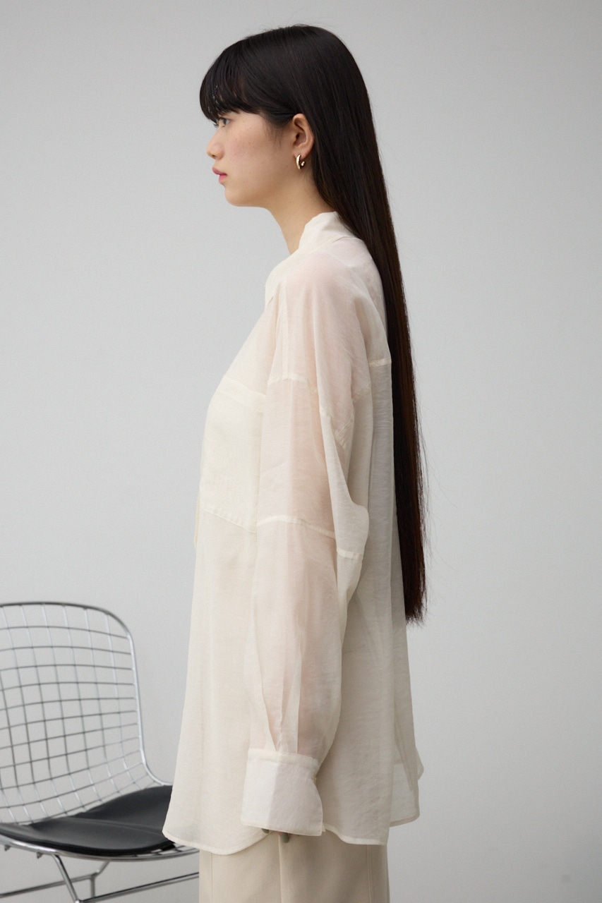 バックスリットシアーオーバーシャツ O/WHT FREE