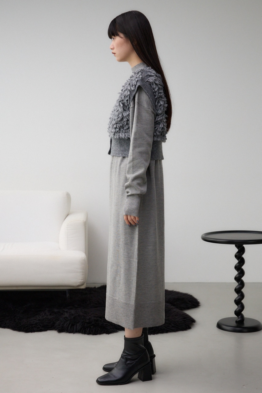 ループヤーンベストレイヤードセットニットワンピース GRY FREE