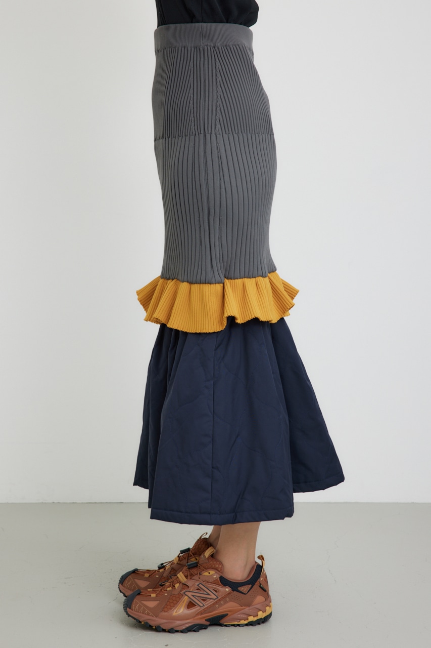 【PLUS】ドッキングキルティングマーメイドスカート GRY M