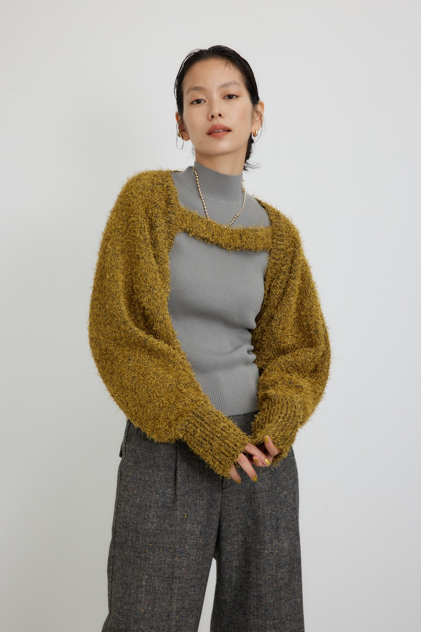 【PLUS】ショートボレロレイヤードセットニット D/YEL FREE