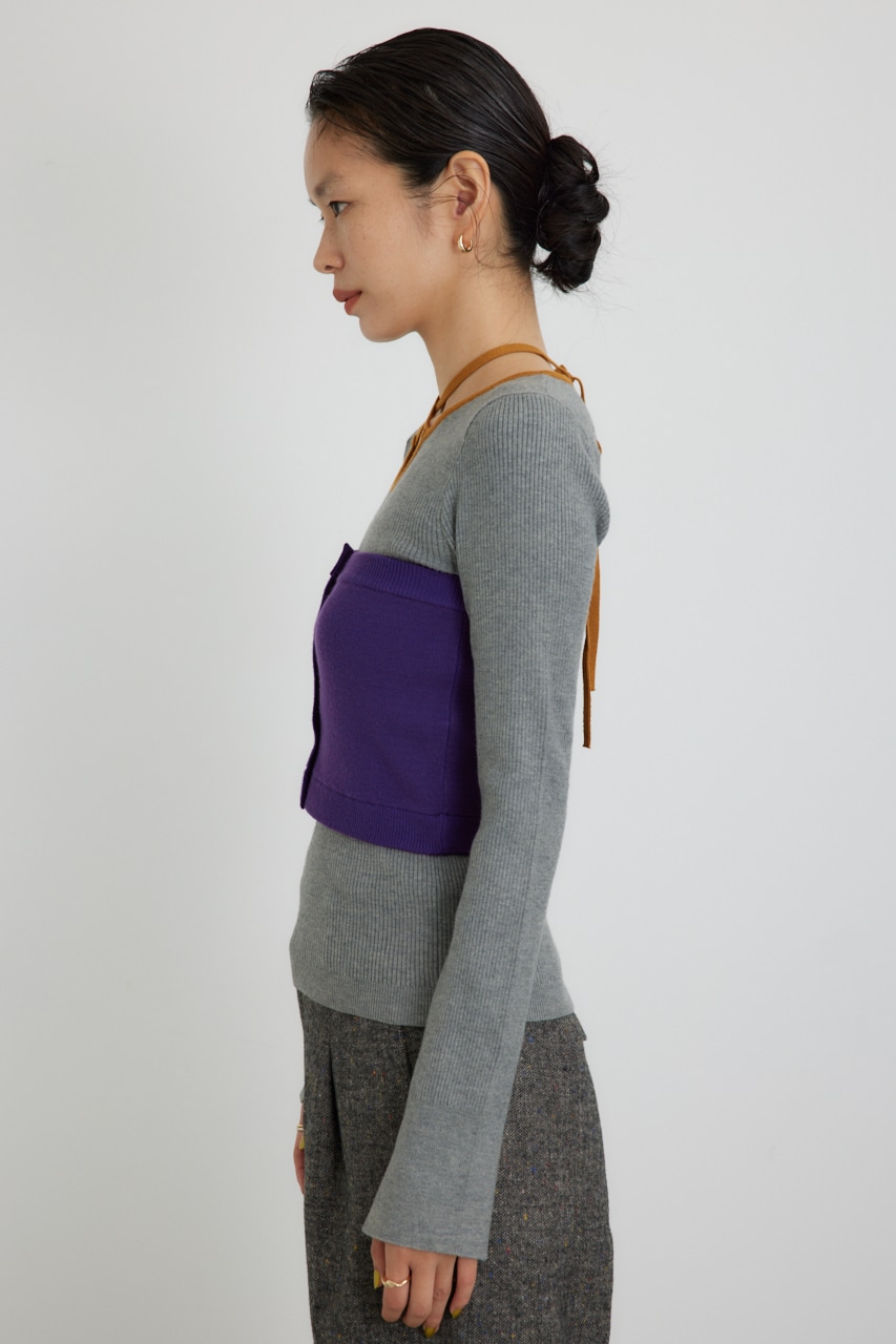 【PLUS】ベストレイヤードホルターネックニット T.GRY FREE