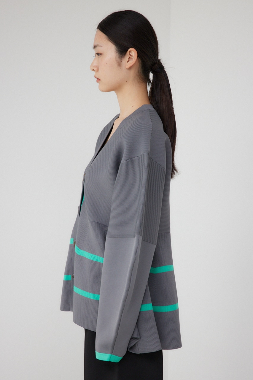 【PLUS】コクーンスリーブペプラムカーディガン GRY FREE