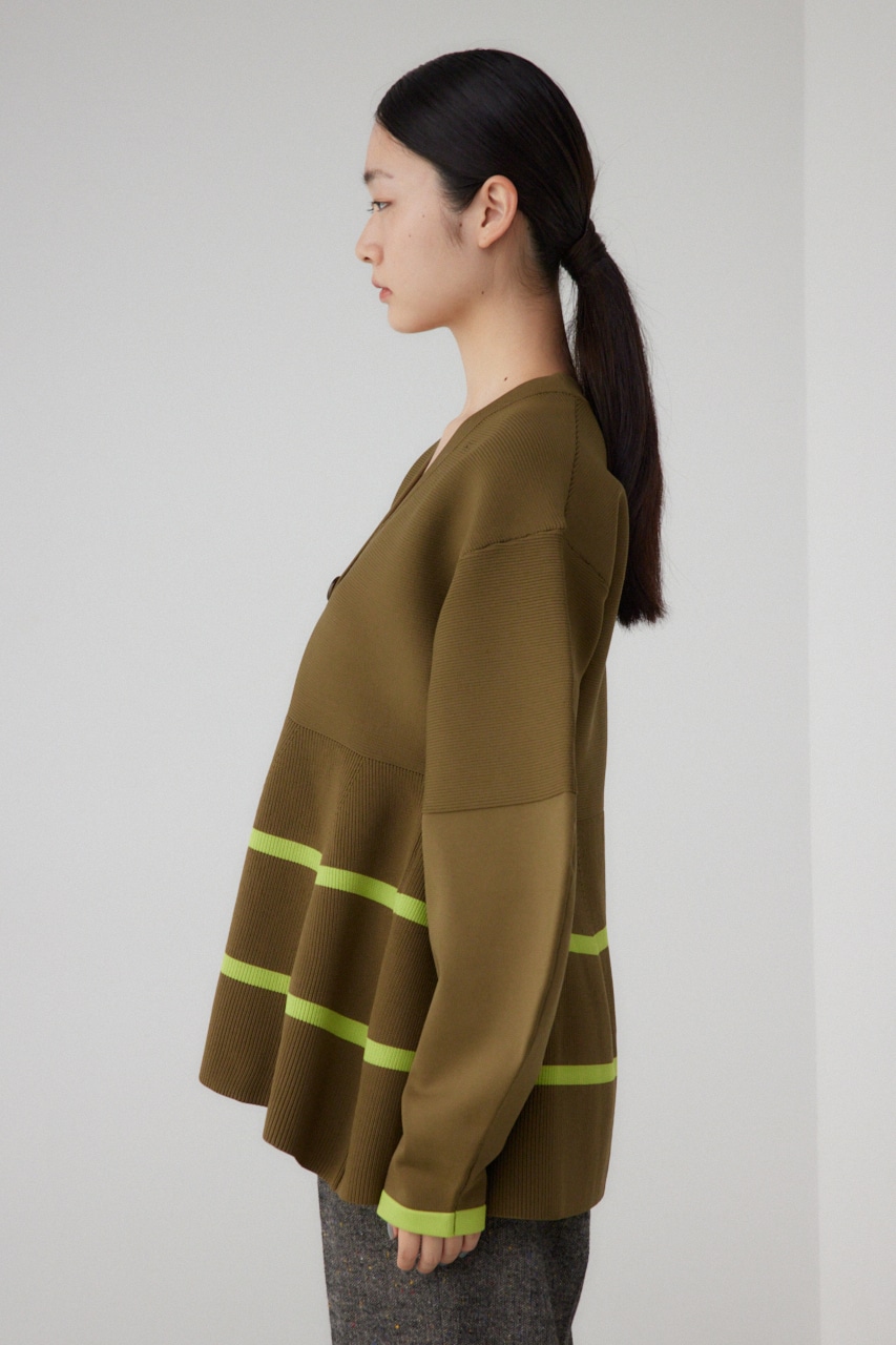 【PLUS】コクーンスリーブペプラムカーディガン KHA FREE