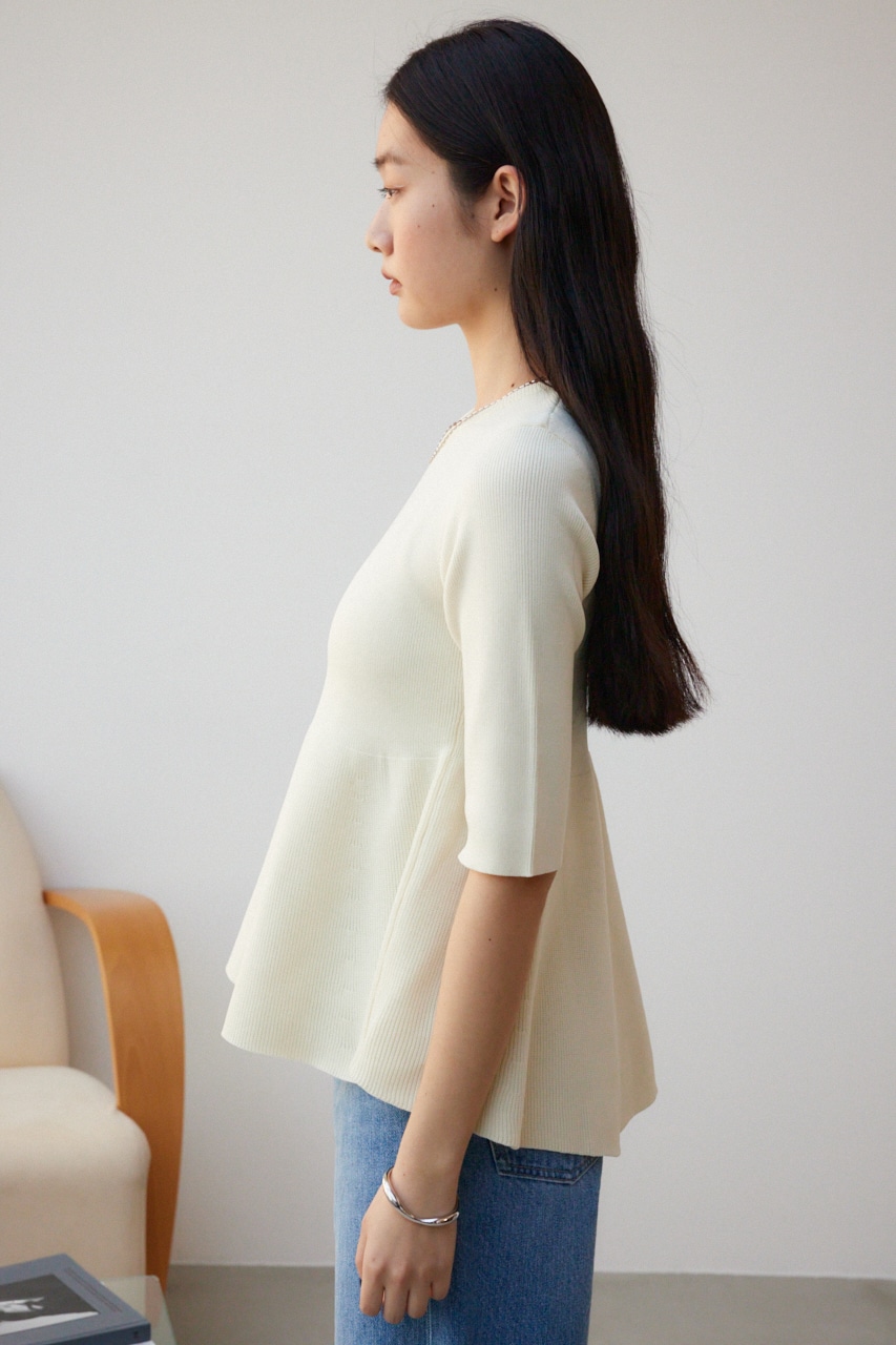 ペプラム5分袖ニットトップス IVOY FREE