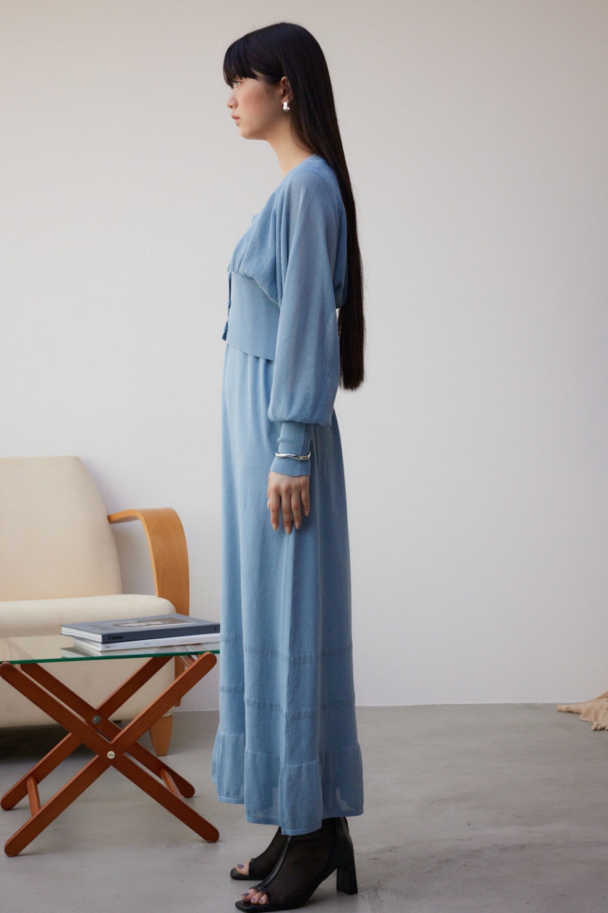 カーデセットニットワンピース L/BLU M