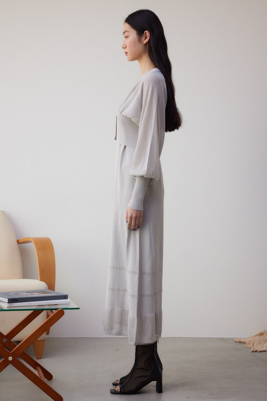 カーデセットニットワンピース L/GRY S