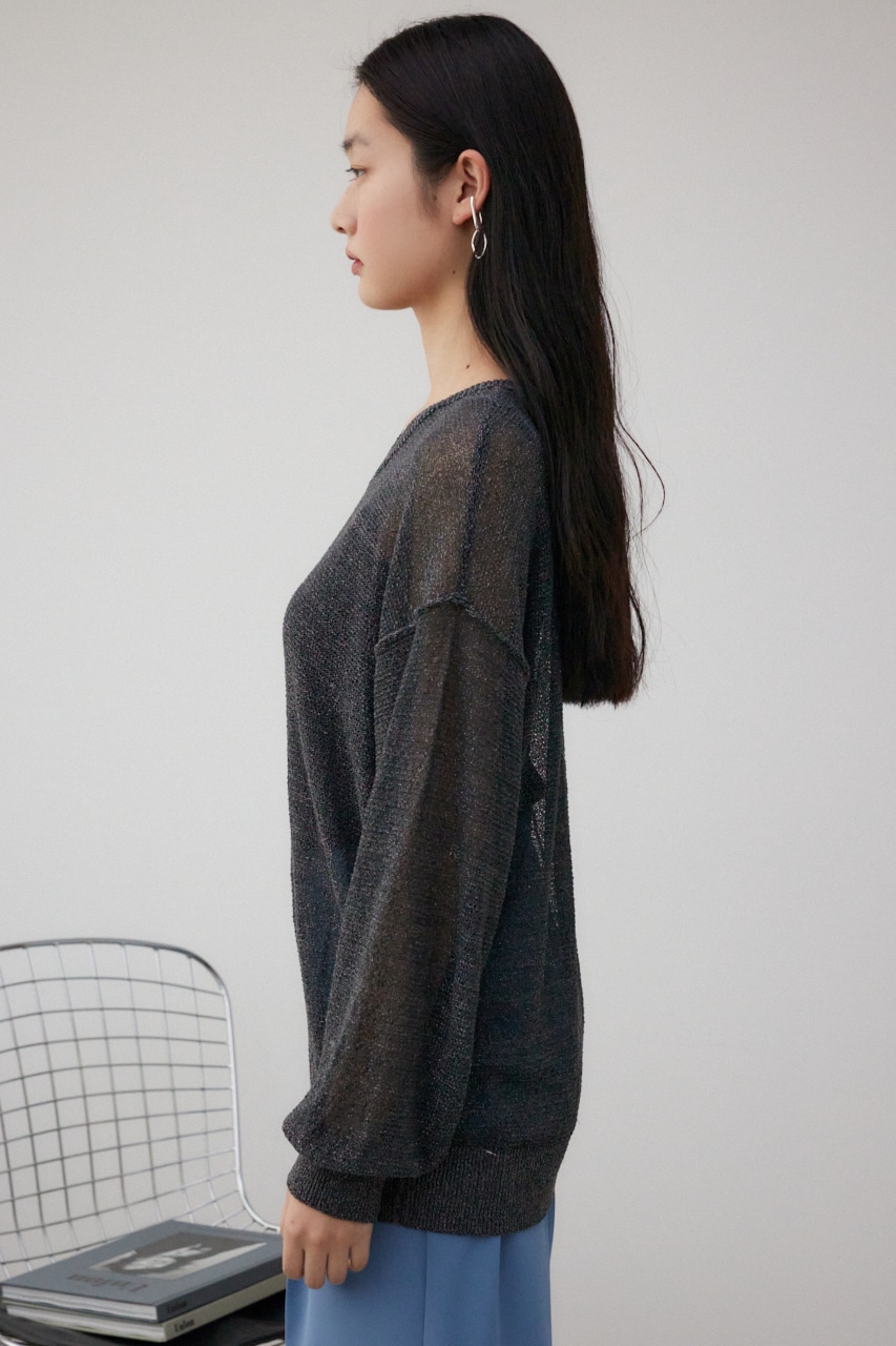 シアーグリッタールーズニット BLK FREE