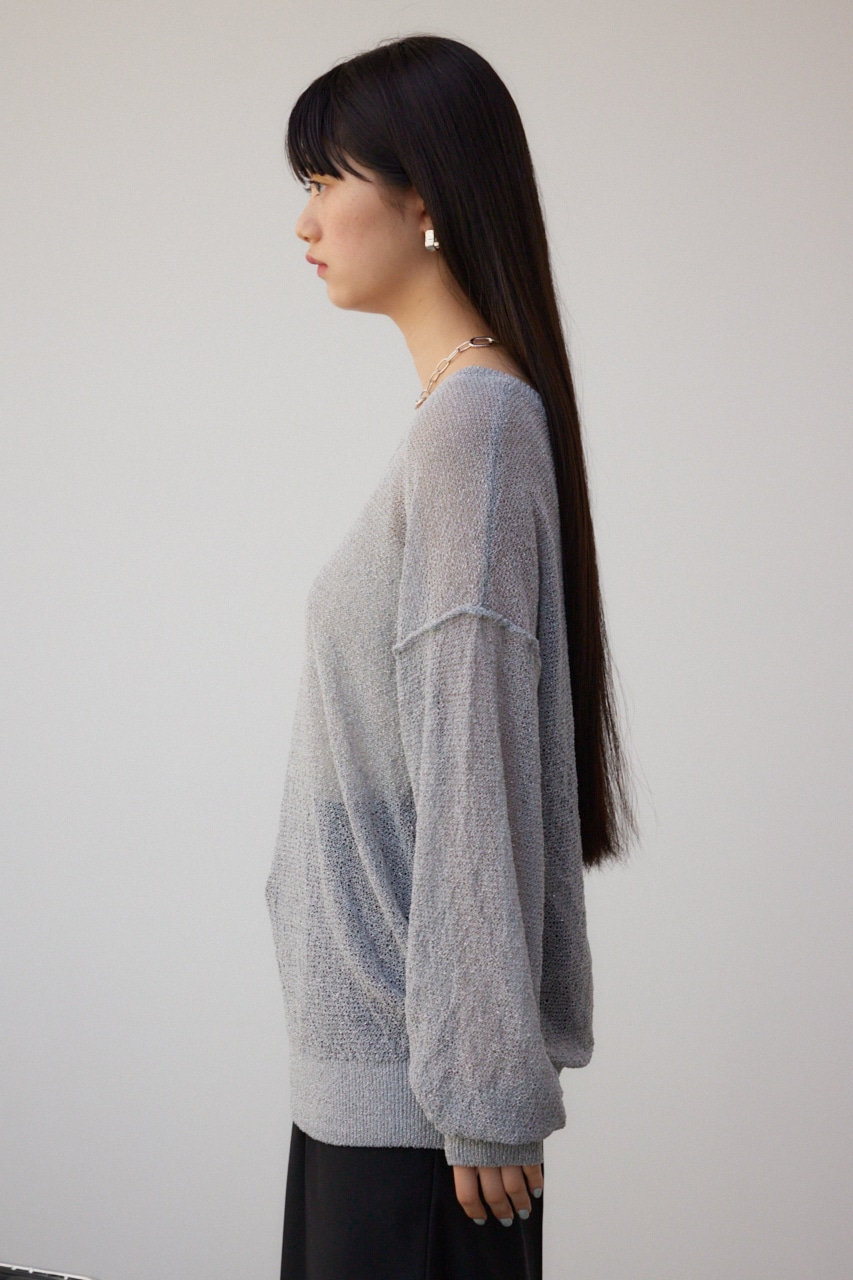 シアーグリッタールーズニット L/GRY FREE