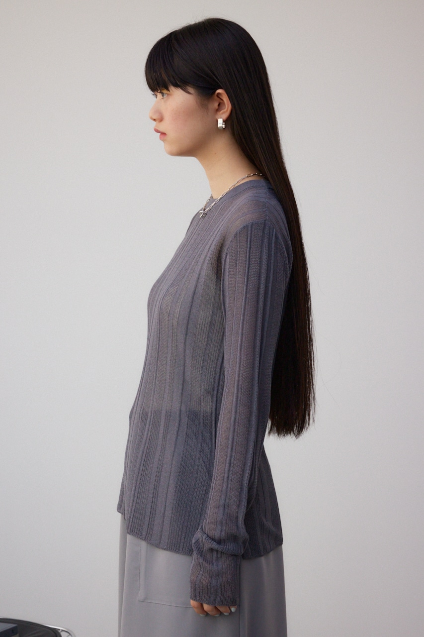 シアーランダムリブニットトップス C.GRY FREE