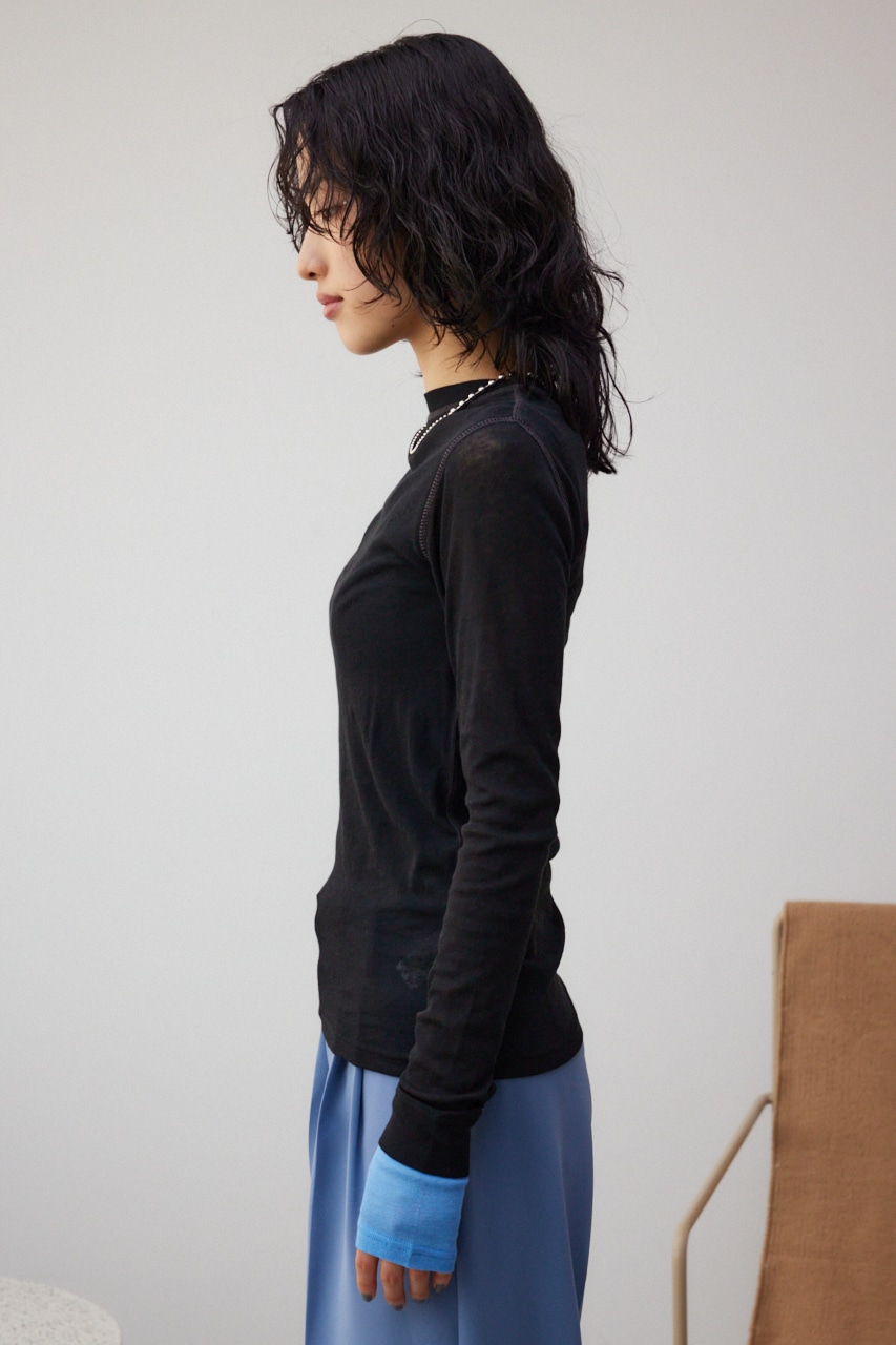 レイヤードカフロングシアートップス BLK FREE