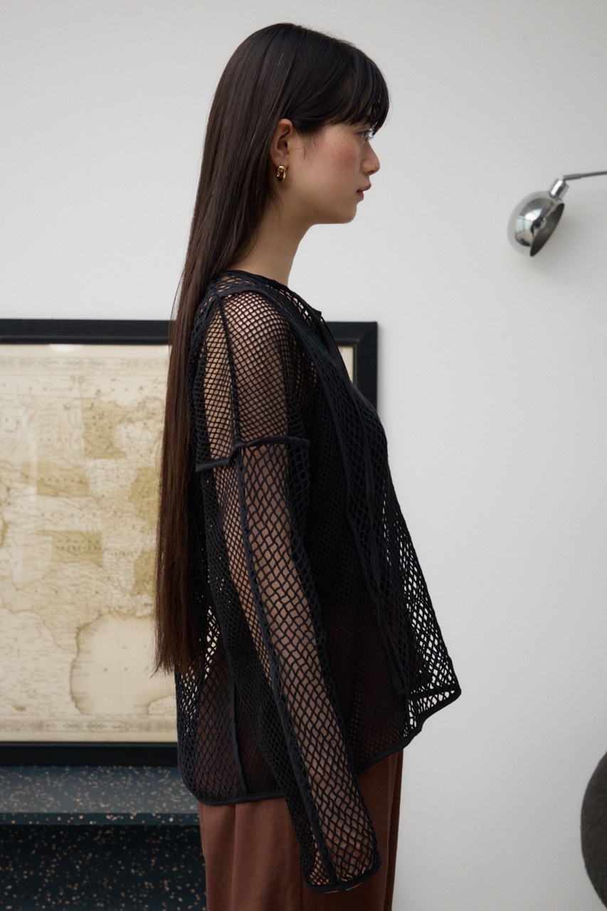 パターンメッシュプルオーバー BLK FREE