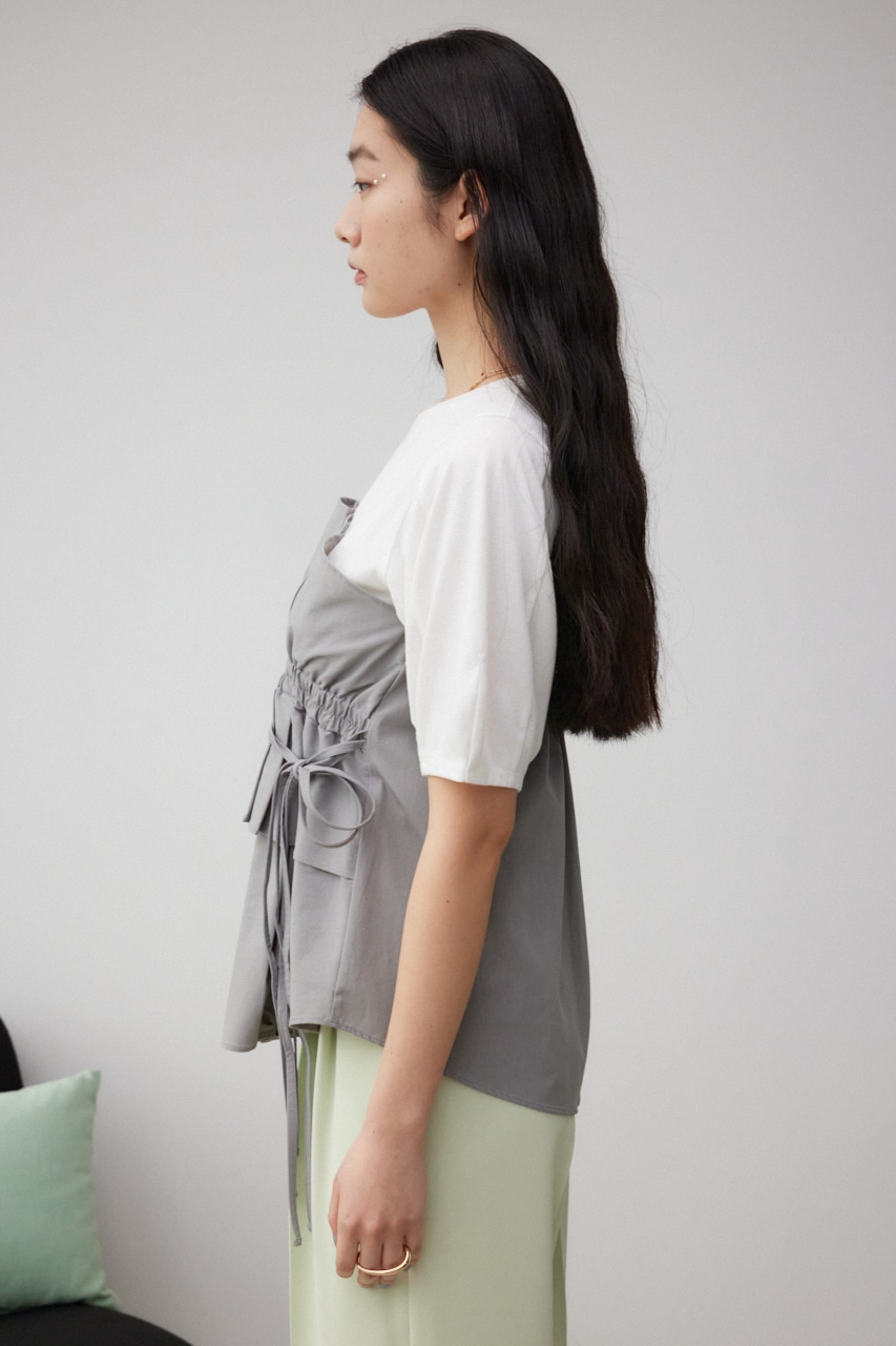 ビスチェレイヤードトップス 柄GRY M