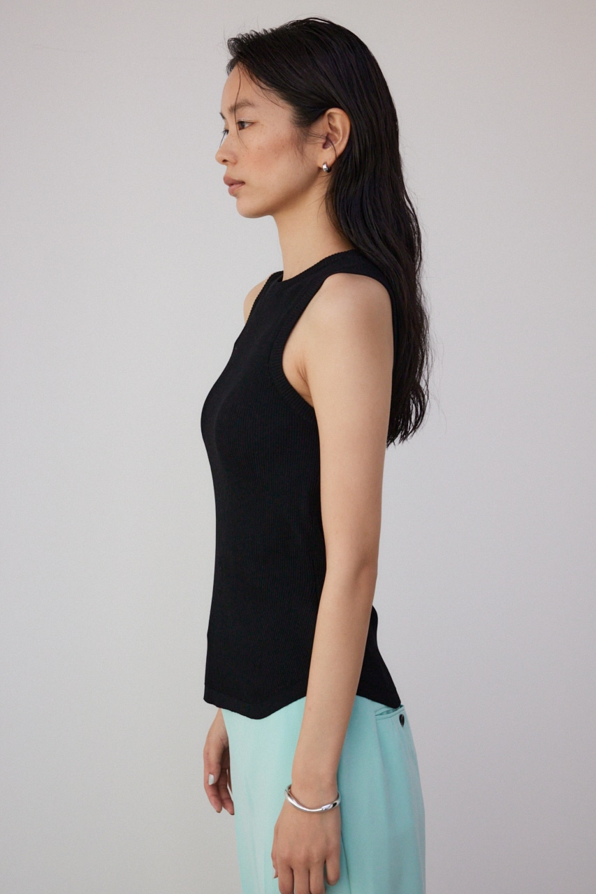 【PLUS】パッド付きニットタンク BLK FREE