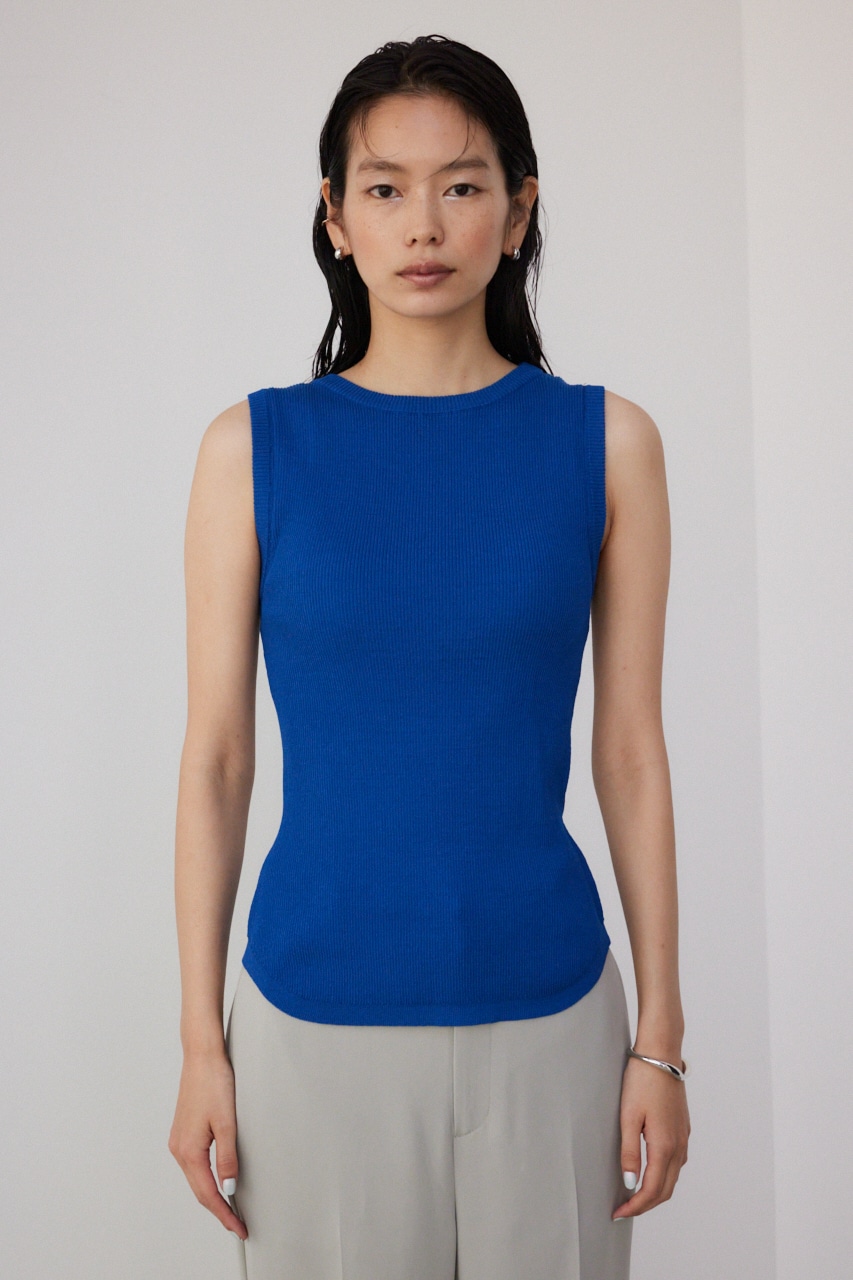 【PLUS】パッド付きニットタンク BLU FREE