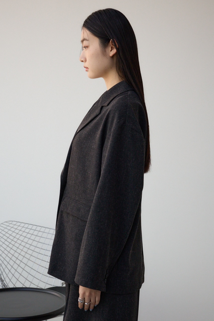 ポリエステルリネンミックスダブルジャケット L/BLK FREE