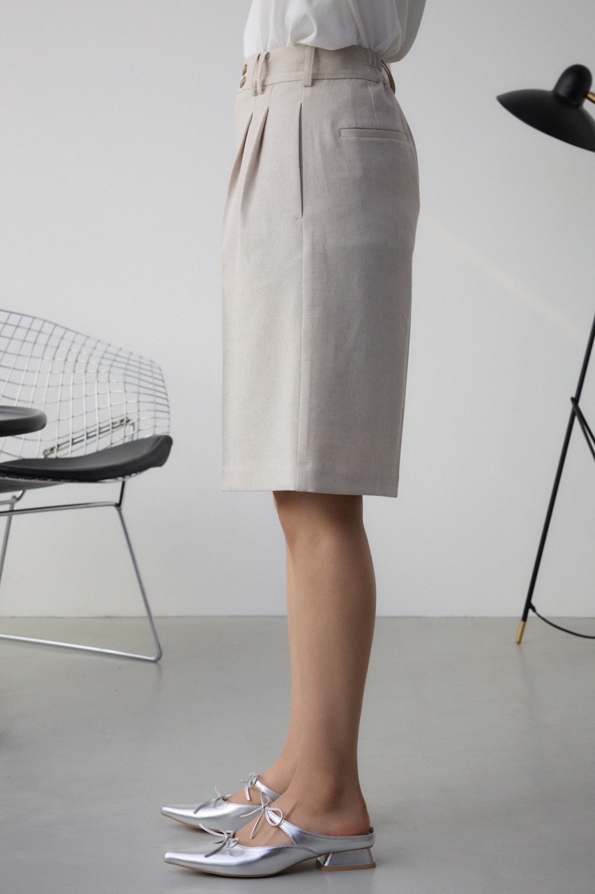 ポリエステルリネンミックスハーフパンツ L/BEG S