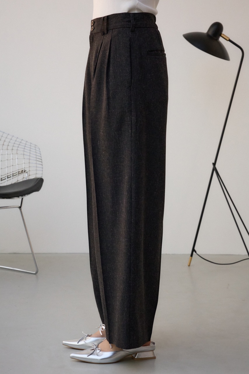 ポリエステルリネンミックスワイドパンツ L/BLK S