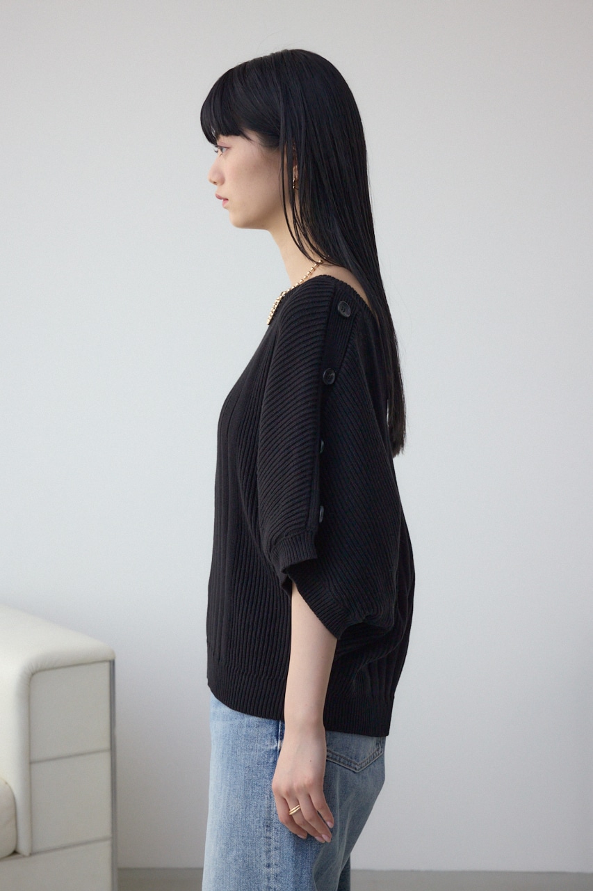 2WAYショルダーボタンニット BLK FREE