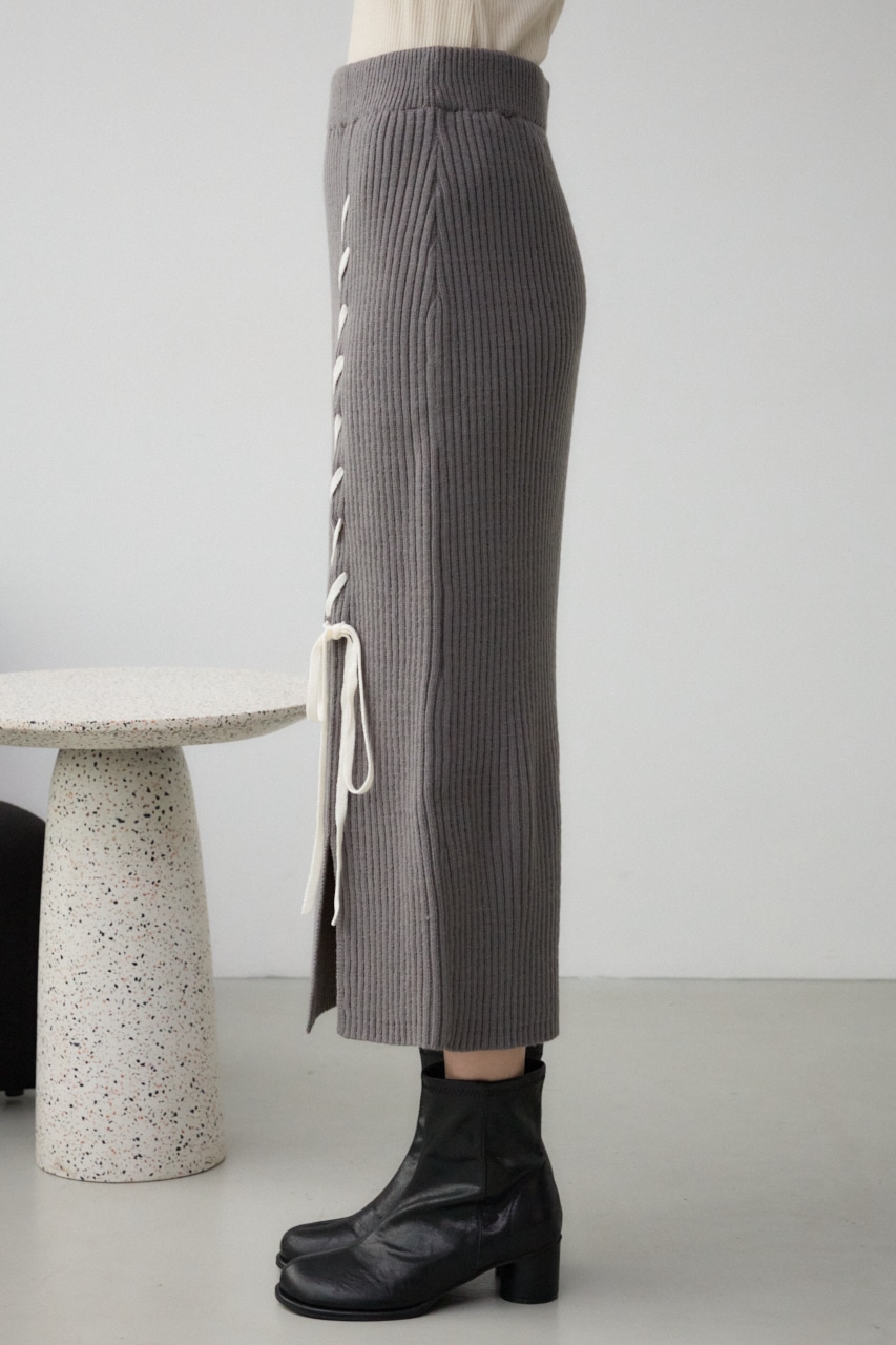 ステッチデザインリブスカート GRY FREE