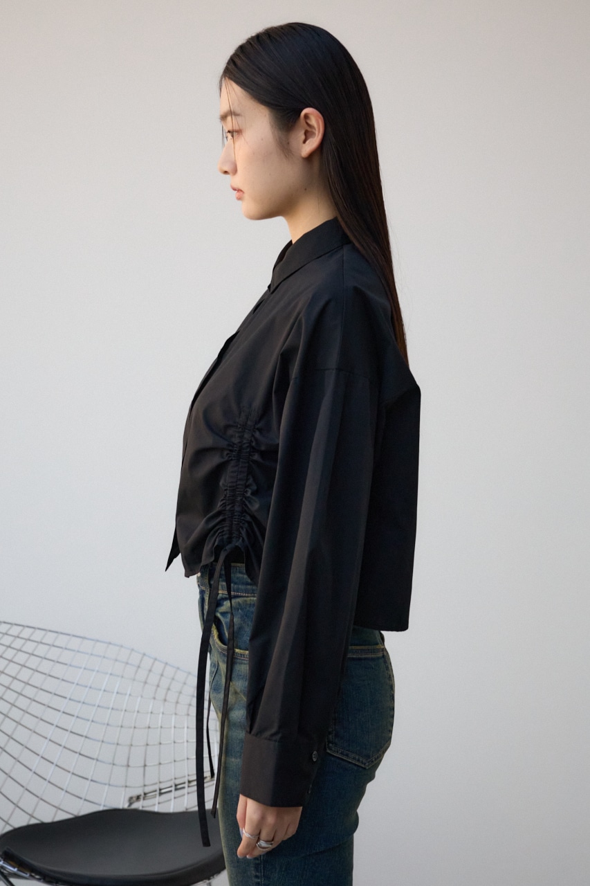 フロントギャザーシャツ BLK FREE