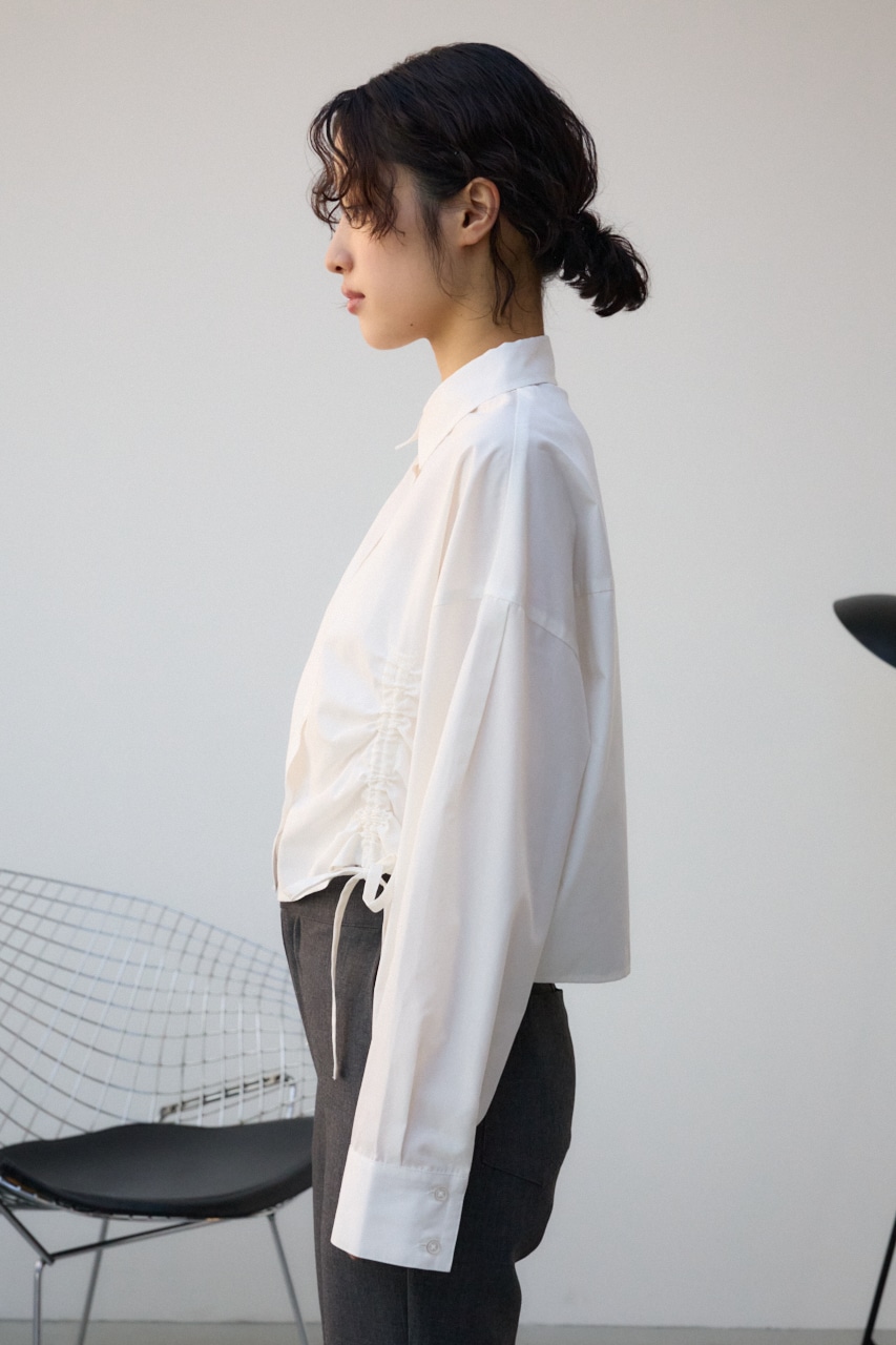 フロントギャザーシャツ O/WHT FREE