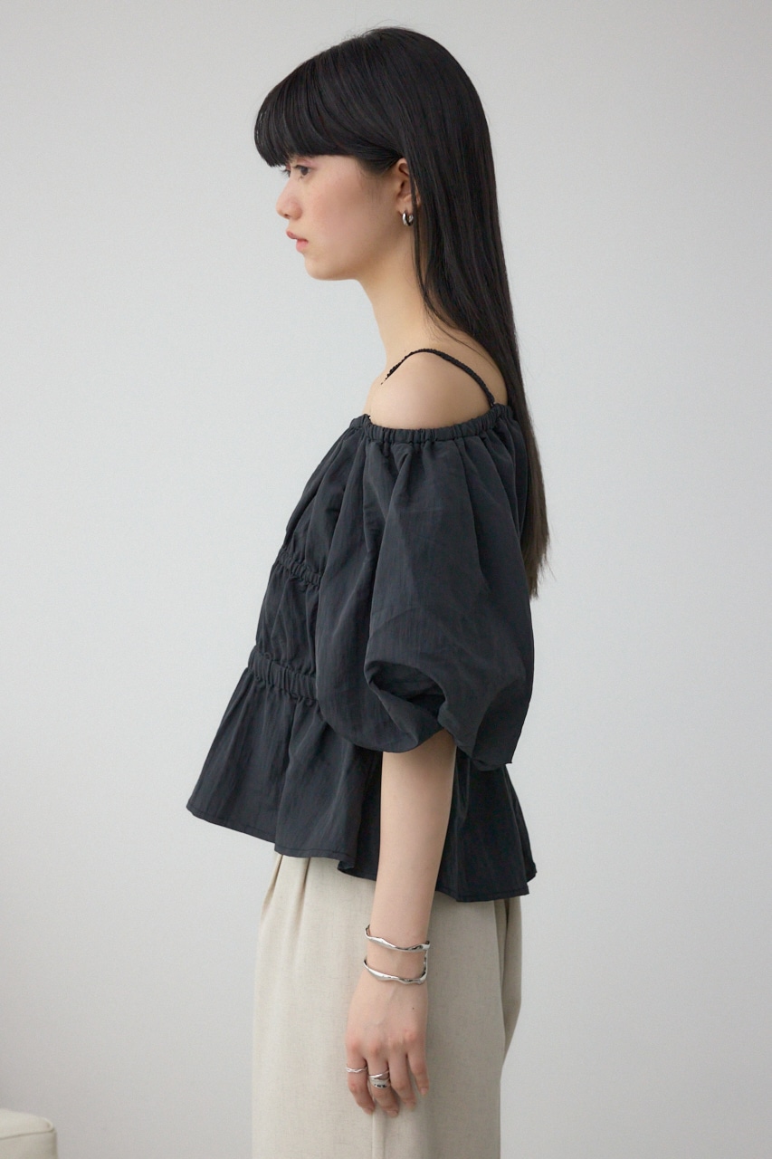 パフショルダー2WAYブラウス BLK FREE