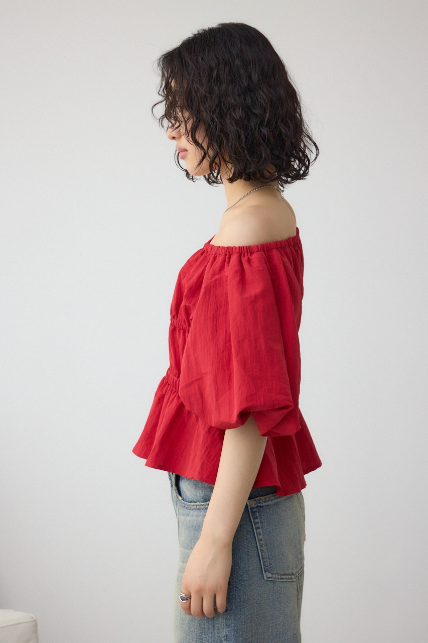 パフショルダー2WAYブラウス RED FREE