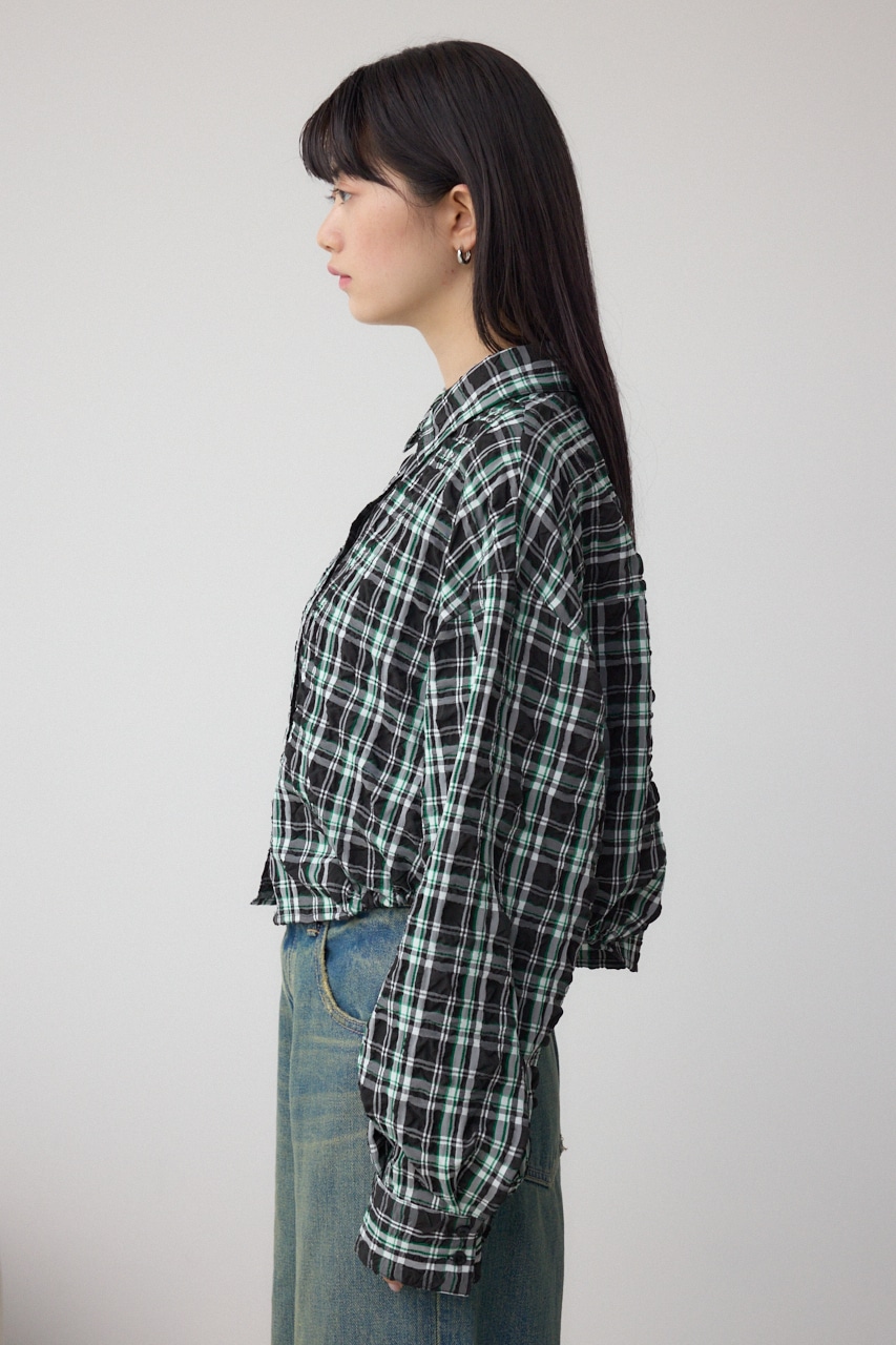 ラウンドヘムドロストシャツ 柄BLK FREE