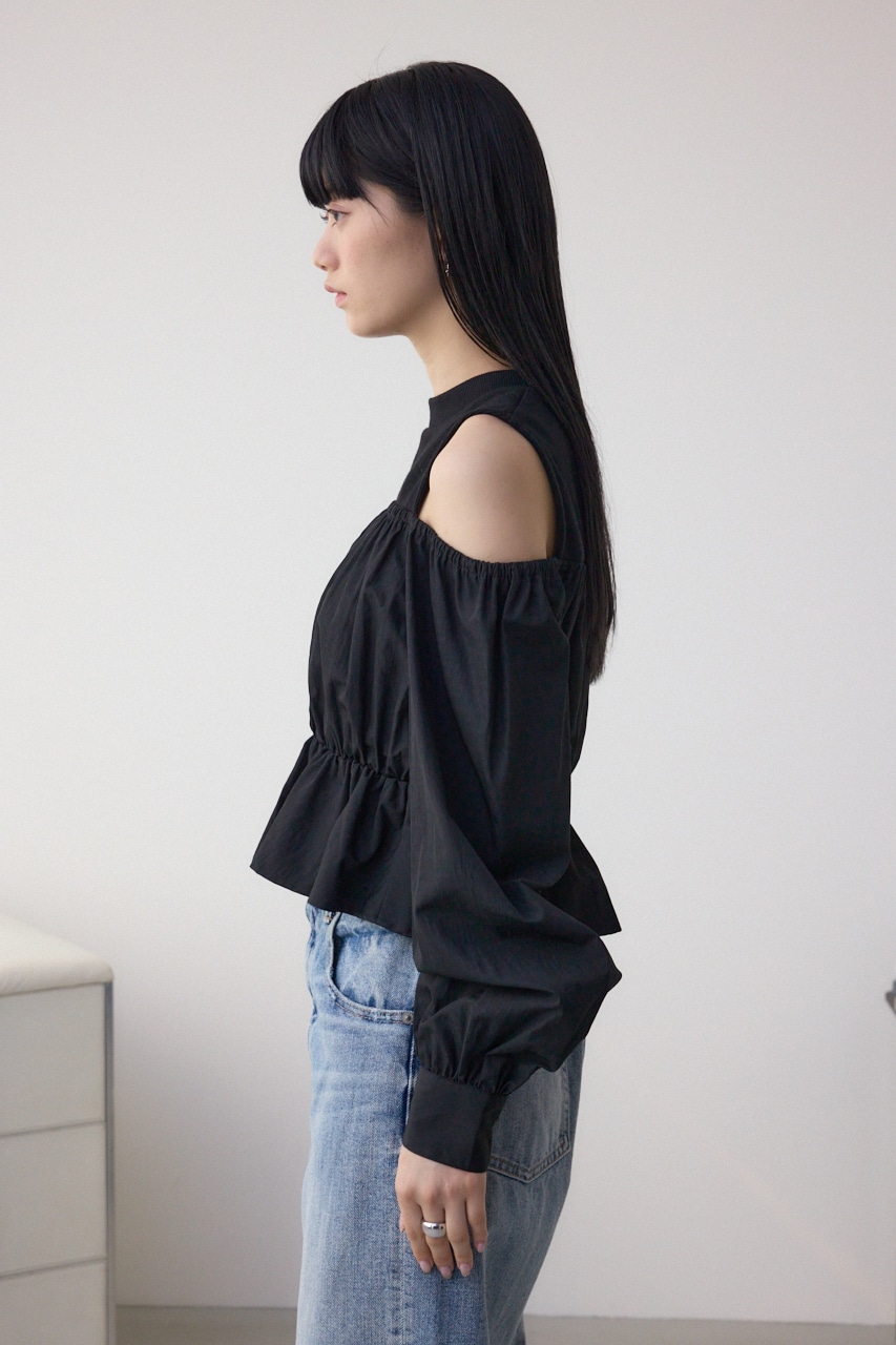 オフショルレイヤードブラウス BLK FREE