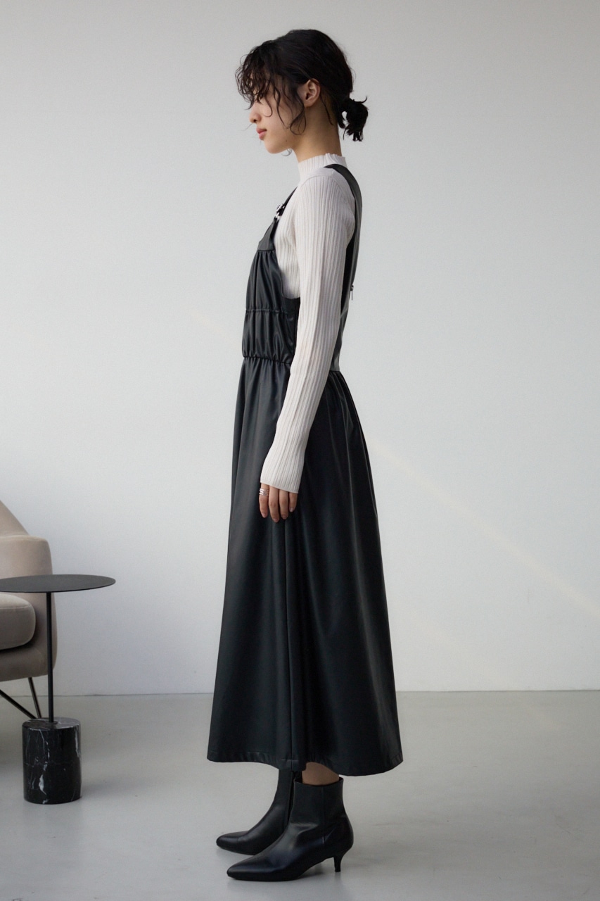 シャーリング2WAYジャンパースカート M/BLK FREE