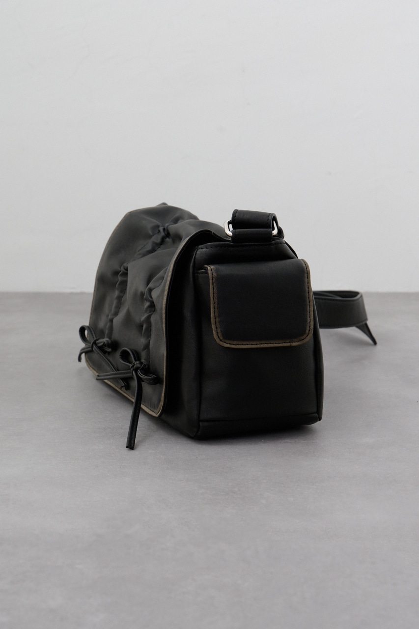 リボンデザインフラップバッグ BLK FREE