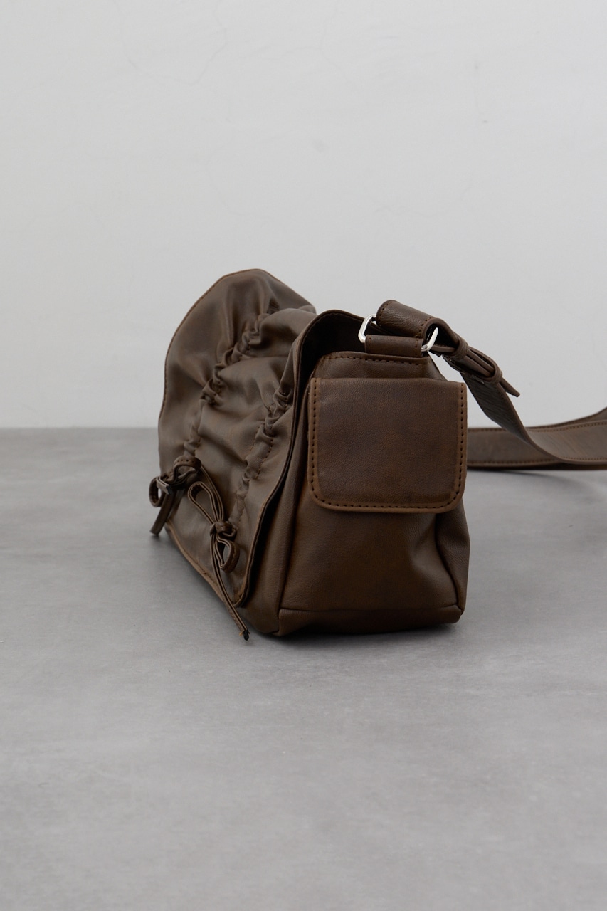 リボンデザインフラップバッグ BRN FREE