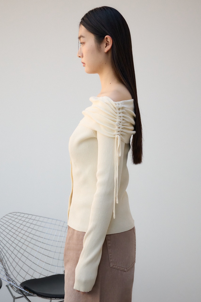 ギャザーオフショルダーニットトップス IVOY FREE