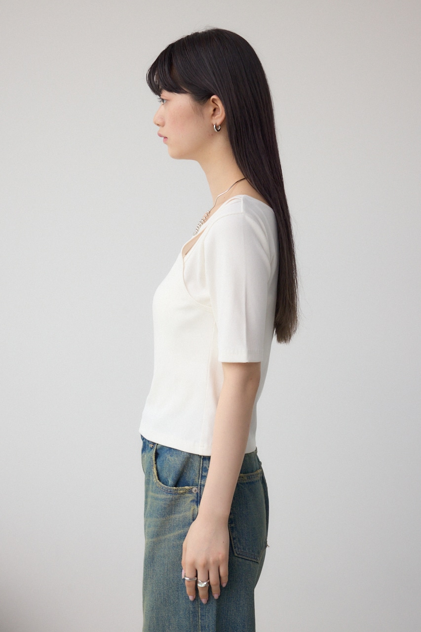 デザインネックショートTシャツ O/WHT FREE