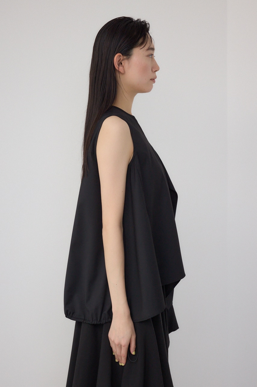 【PLUS】ランダムドレープブラウス BLK FREE