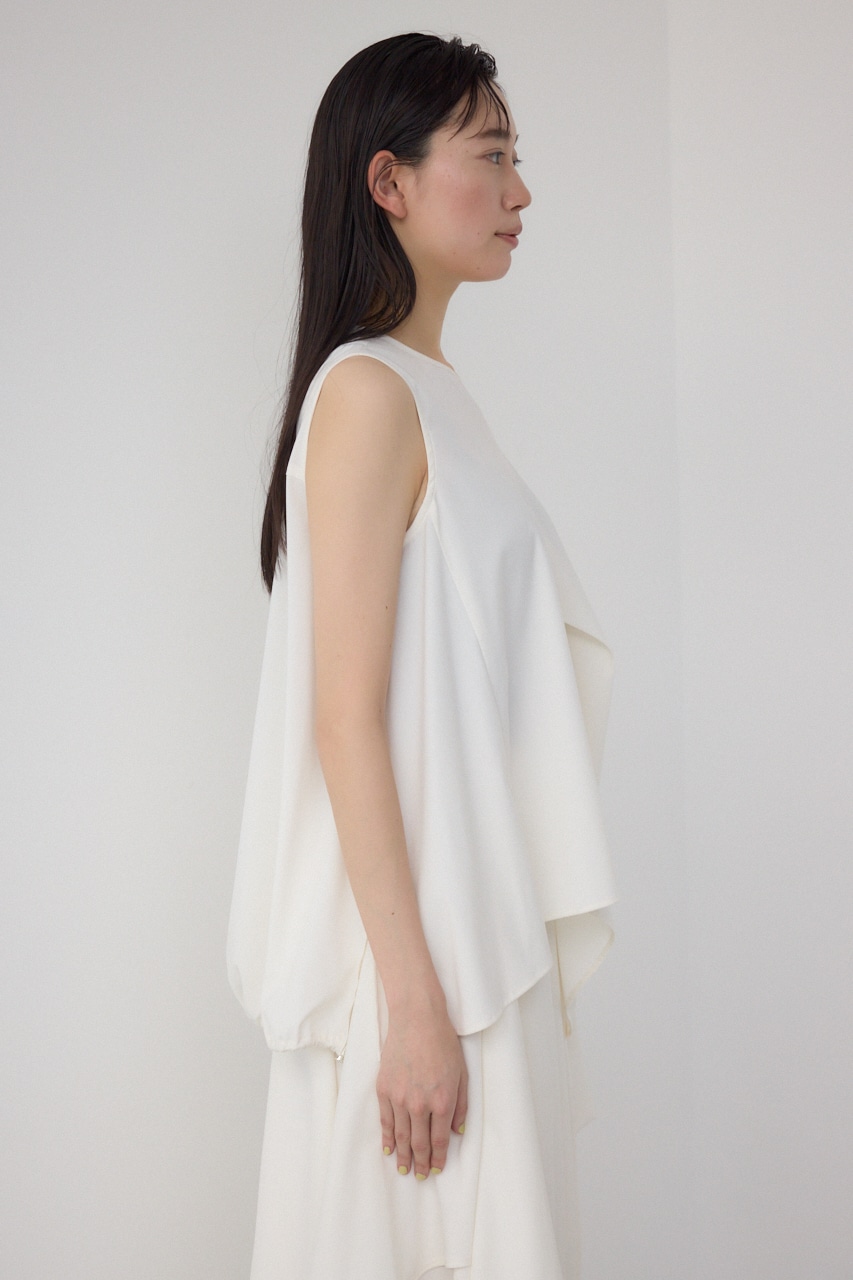 【PLUS】ランダムドレープブラウス WHT FREE