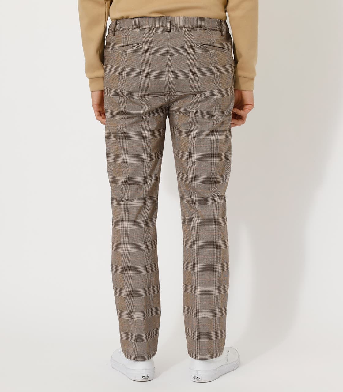 Glen check slacks pants for men, size W35 unclear black type Vintage Second Hand