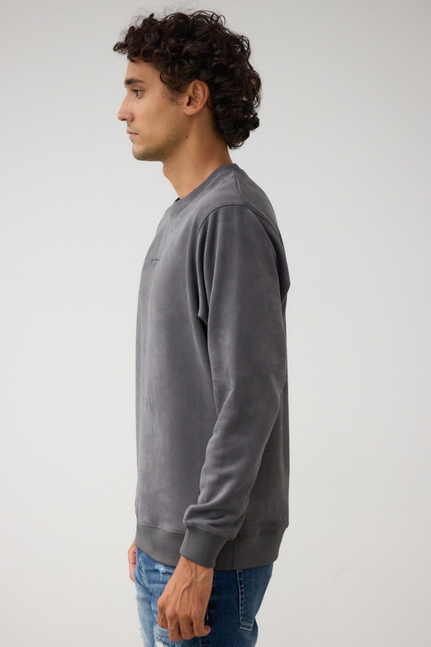 フェイクスウェード刺繍ロゴトップス GRY FREE