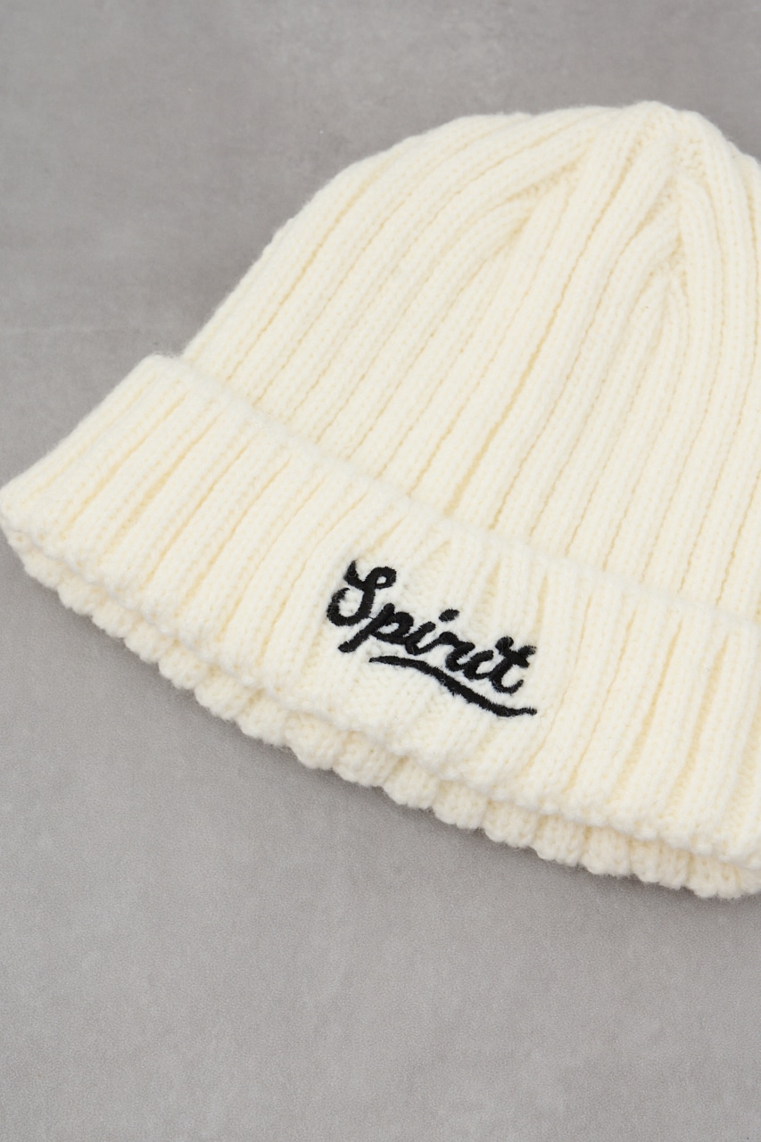 ロゴ刺繍リブニットワッチ WHT FREE