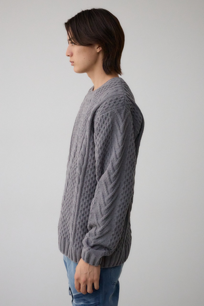 シェニールケーブルニット GRY S-M