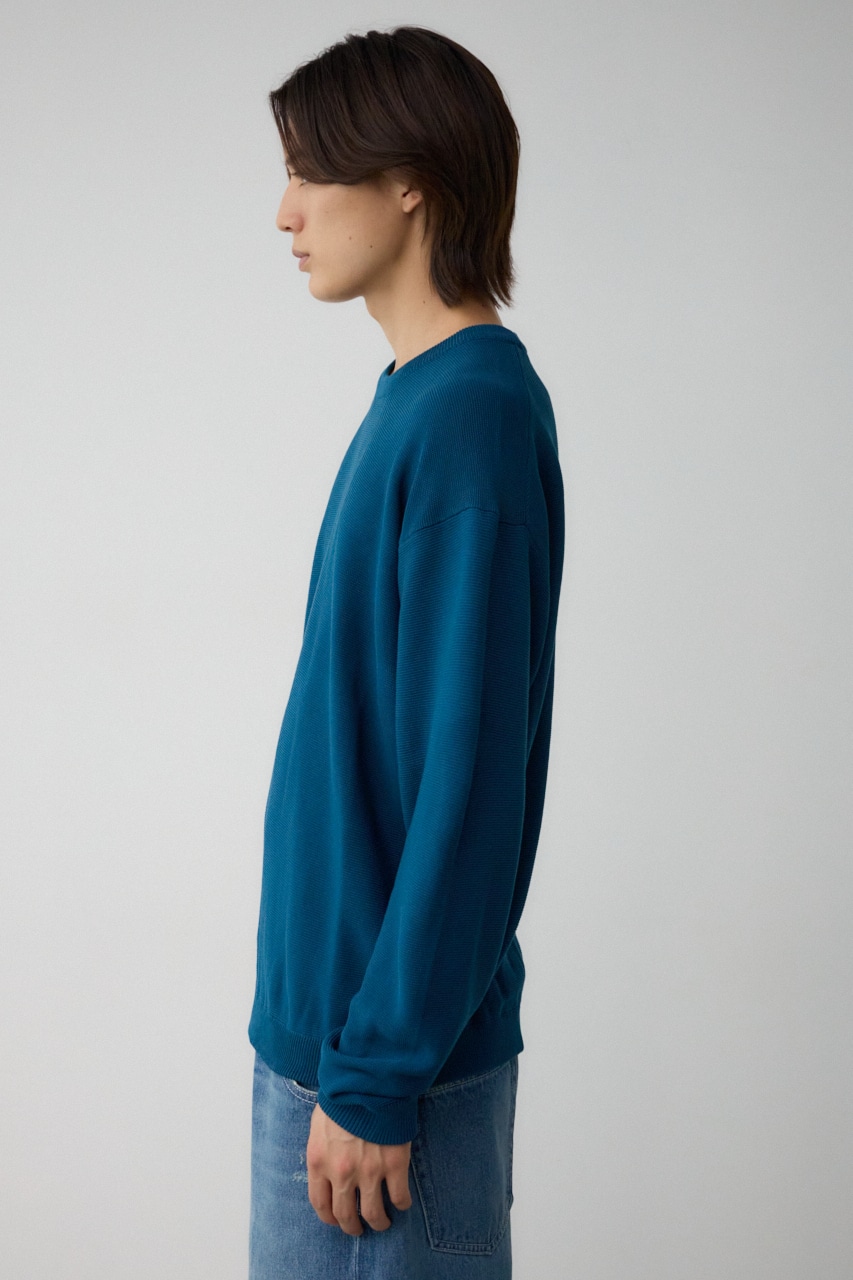 ベーシックガーターニット NVY L